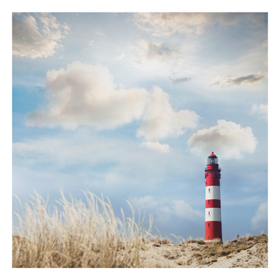 Aluminium Print - Wandbild Leuchtturm in den Dünen - Quadrat 1:1