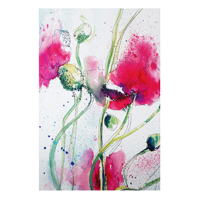 Aluminium Print - Wandbild Painted Poppies - Hoch 3:2