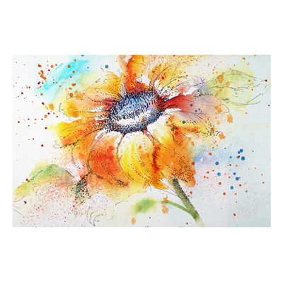 Aluminium Print - Wandbild Painted Sunflower - Quer 2:3