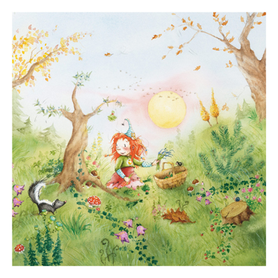 Forex Fine Art Print - Wandbild Frida sammelt Kr&auml;uter - Quadrat 1:1