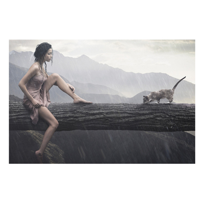Forex Fine Art Print - Wandbild Jane in the Rain - Quer 2:3