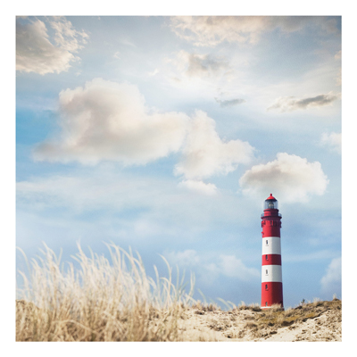 Forex Fine Art Print - Wandbild Leuchtturm in den Dünen - Quadrat 1:1