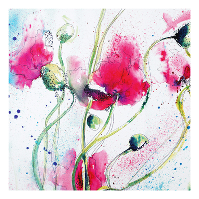 Forex Fine Art Print - Wandbild Painted Poppies - Quadrat 1:1