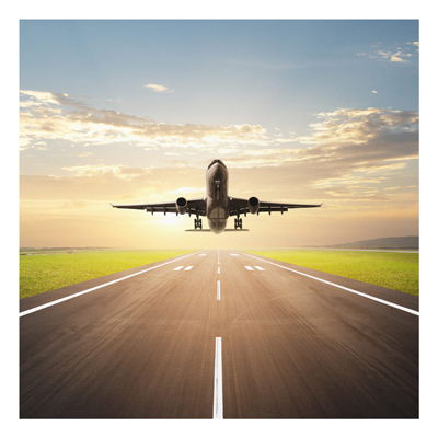 Forex Fine Art Print - Wandbild Startendes Flugzeug - Quadrat 1:1