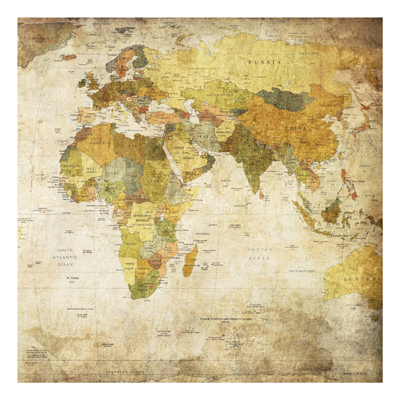 Forex Fine Art Print - Wandbild Weltkarte - Quadrat 1:1