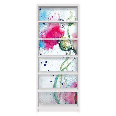 Möbelfolie für IKEA Billy Regal - Klebefolie Painted Poppies